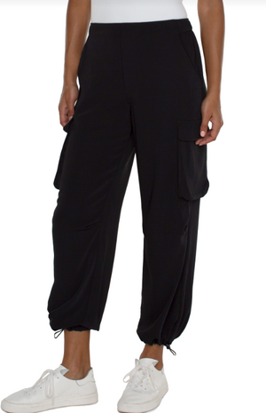 Liverpool Black Cinch Hem Pull-On Pant