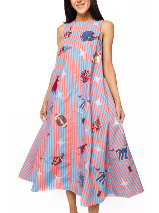 Queen of Sparkles | Ole Miss Icon Striped Midi Dress