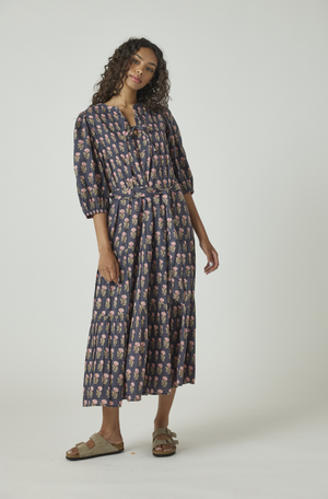 Pink Chicken Indria Maxi in Navy Flower Drop (1 XS)