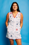 Queen of Sparkles Striped Sailboat V-Neck Tank Dress