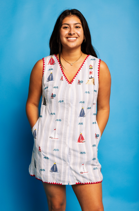 Queen of Sparkles Striped Sailboat V-Neck Tank Dress