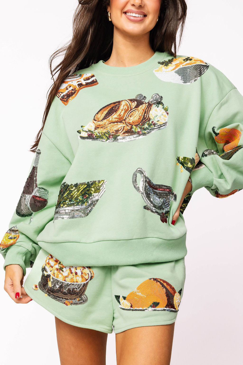 Queen of Sparkles Mint Queen Of Turkey Sweatshirt