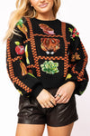 Queen of Sparkles Black Checkered Thanksgiving Icon Sweater