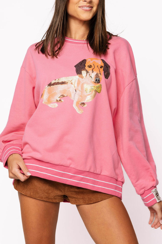 Queen of Sparkles Hot Pink Dachshund Sweatshirt
