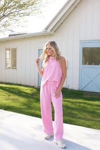 Karlie | Pink Solid Scuba Mock Set