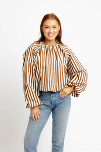 Karlie | Stripe Menswear Poplin Bubble Top