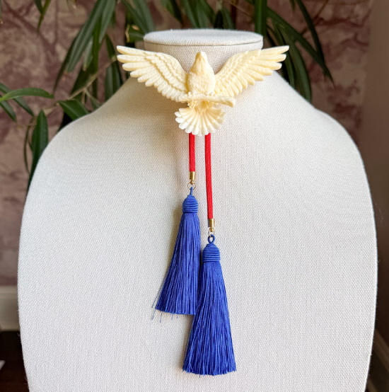 Eagle Bolo Ivory with Red & Royal Blue Tassle