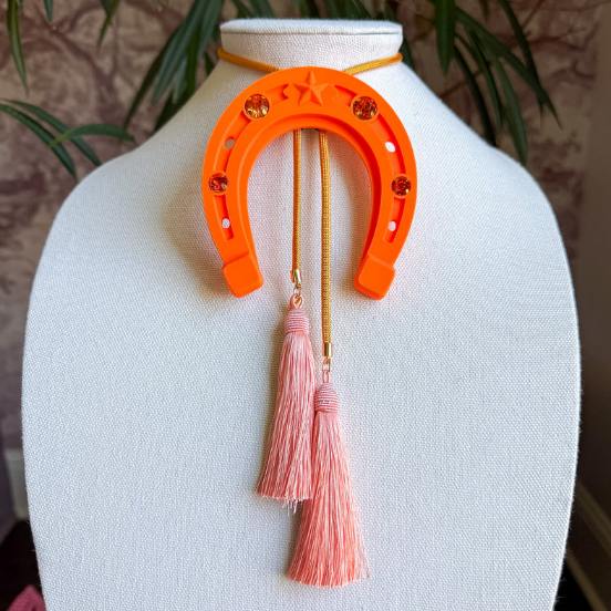 Lucky Horseshoe Bolo Orange Citrus with Golden Yellow & Peach Tassle