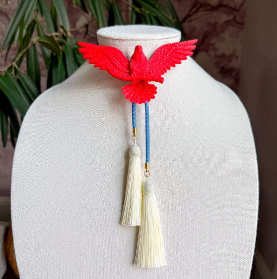 Eagle Bolo Candy Red with Baby Blue & Ivory Tassle