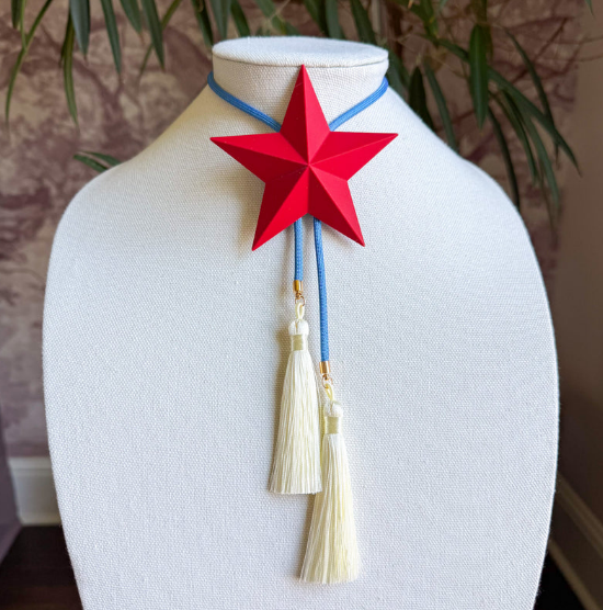 Lone Star Bolo Crimson with Ocean Blue & Ivory Tassel