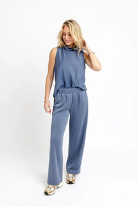 Karlie | Blue Scuba Mock Neck Set