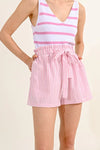 Pink Stripe Cami and Shorts Set