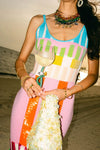 Queen of Sparkles Colorblock Stripe Knit Midi Dress
