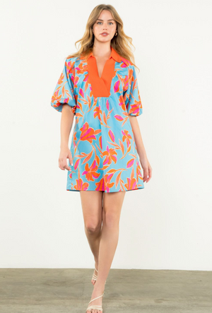 THML Collared Print Dress