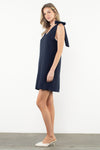THML Navy Ric Rac Trim Tie Shoulder Mini Dress