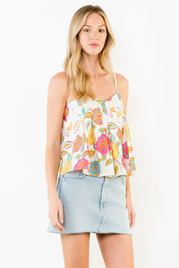 THML | Cream Floral Pattern Tank Top