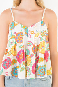 THML | Cream Floral Pattern Tank Top