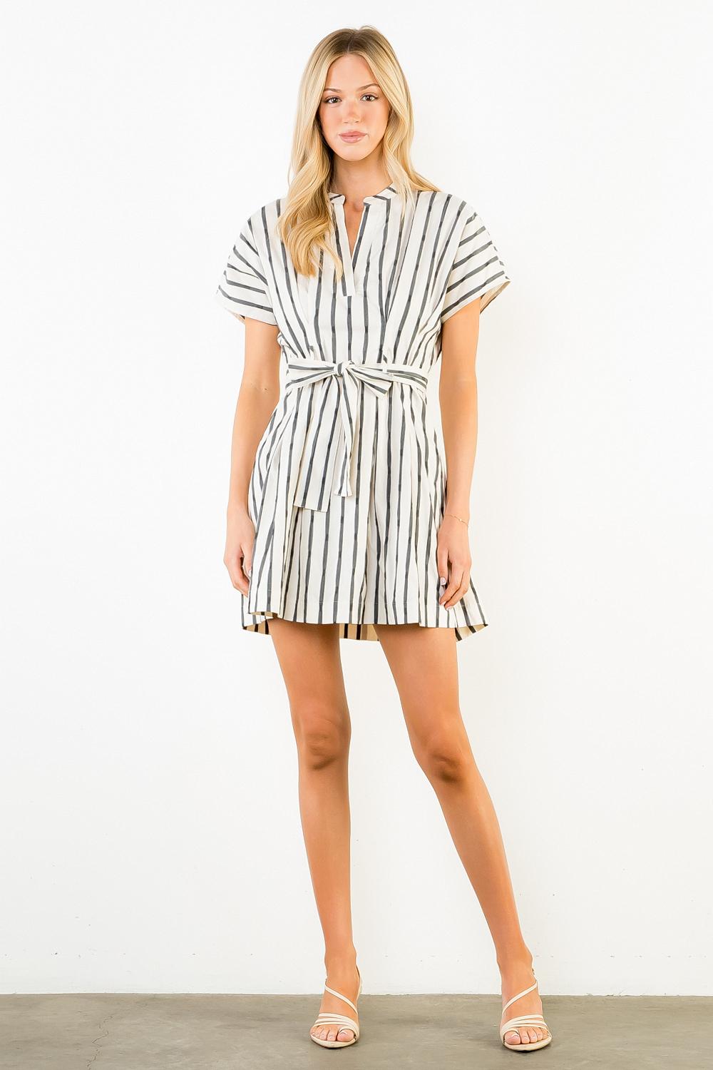 THML | Black and White Short Slv Dress