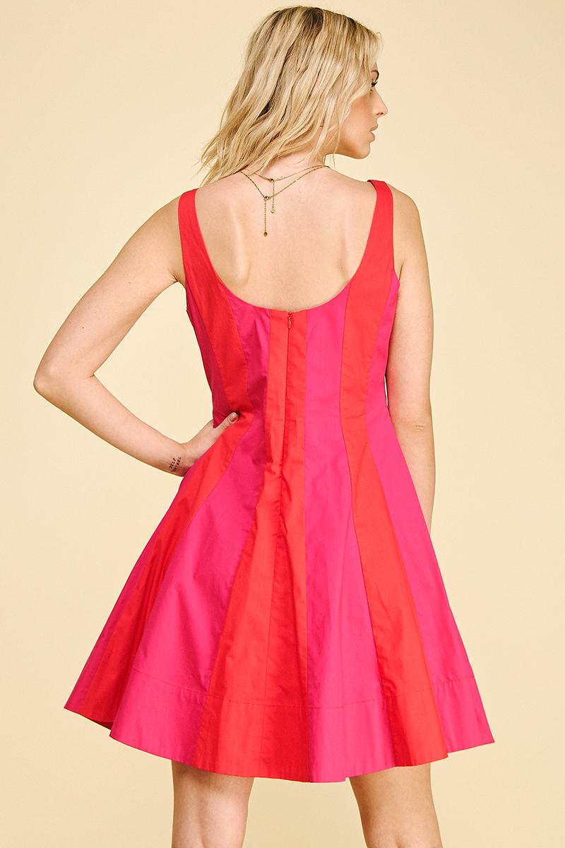 Colorblock Flared Mini Dress