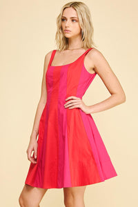 Colorblock Flared Mini Dress