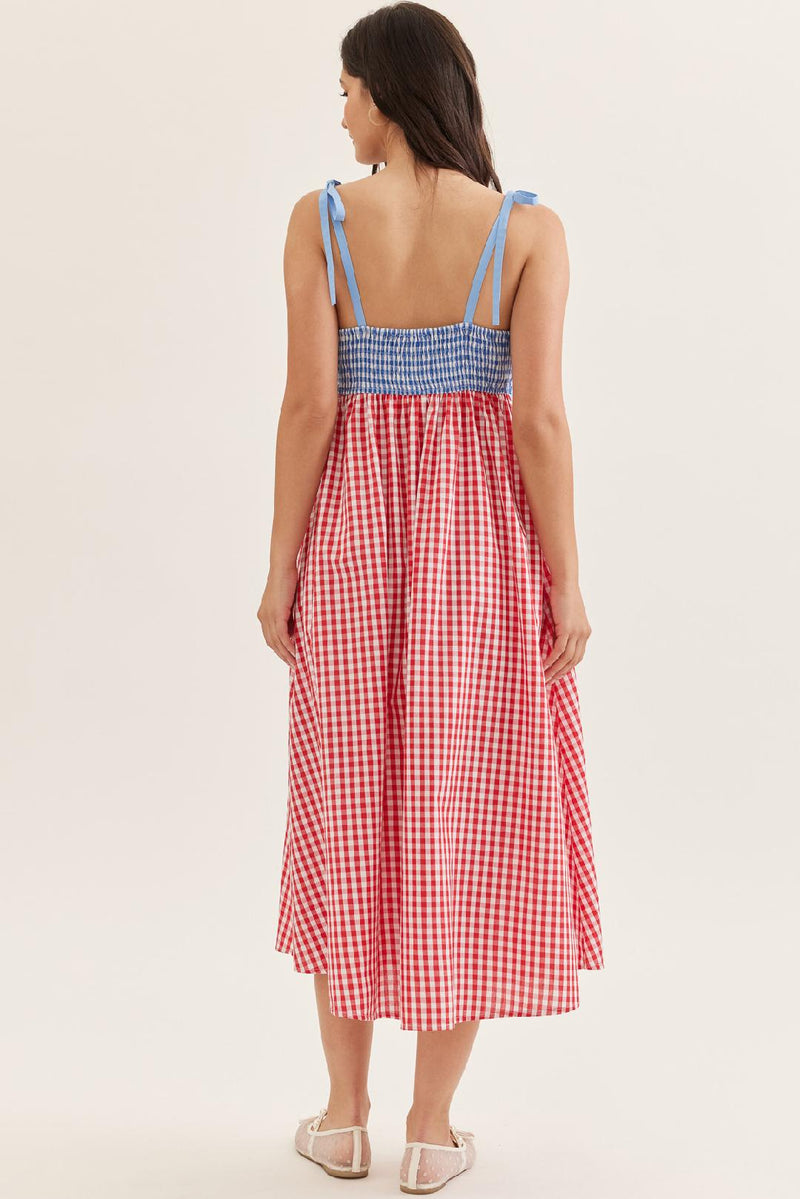 red gingham dress maxi Blue and Red Gingham Maxi Dress (1 LARGE) – Janie Rose Boutique