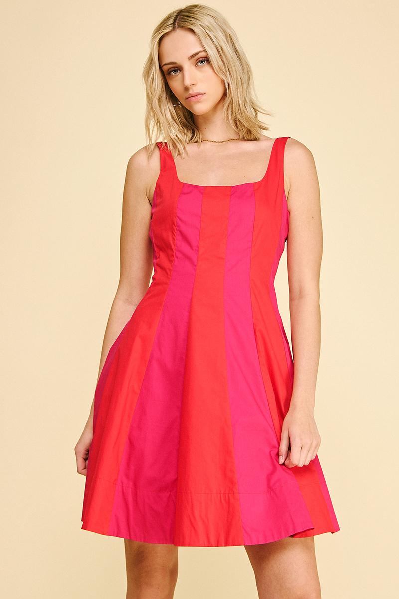 Colorblock Flared Mini Dress