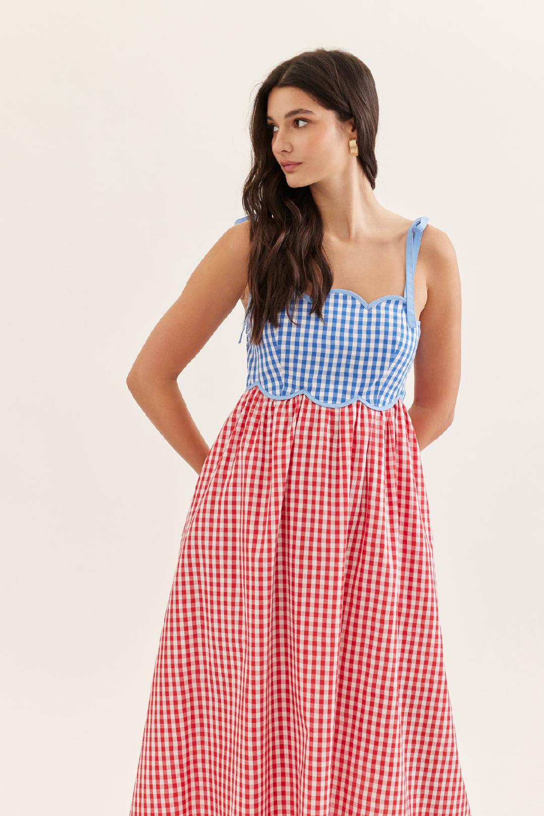 red gingham maxi dress Blue and Red Gingham Maxi Dress (1 LARGE) – Janie Rose Boutique