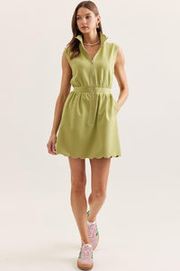 Matcha Scallop Zip Up Dress (1 MEDIUM)