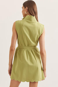 Matcha Scallop Zip Up Dress (1 MEDIUM)