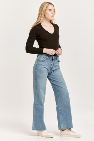 Dear John Fiona Wide Leg Denim in Artic Denim