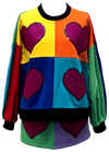 Queen of Sparkles Colorblock Rainbow Rhinestone Heart Sweatshirt