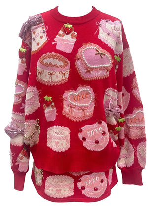 Queen of Sparkles Red Cakes + Pastries Sweater