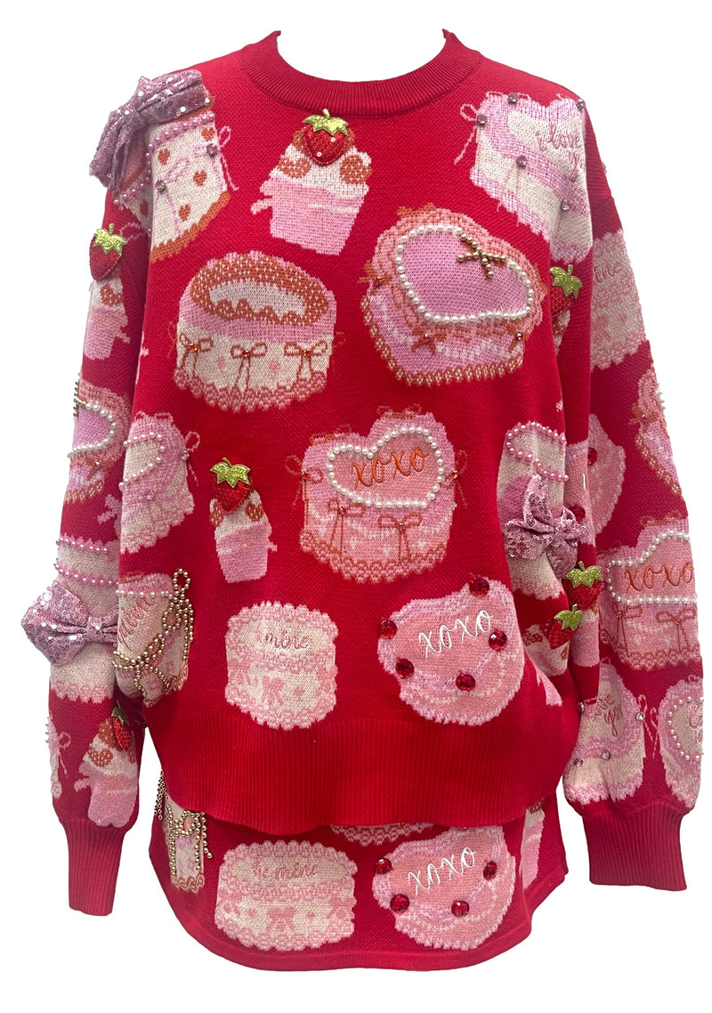 Queen of Sparkles Red Cakes + Pastries Sweater