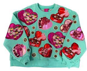 Queen of Sparkles Mint Velvet Box of Chocolates Sweatshirt