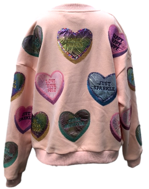 Queen of Sparkles Positive Candy Heart Sweatshirt