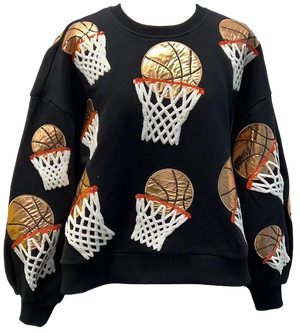 Queen of Sparkles Black Basketball Hoop Sweatshirt