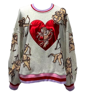 Queen of Sparkles Vintage Heart + Cupid Sweatshirt