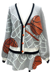 Queen of Sparkles Grey Basketball Net Cardigan