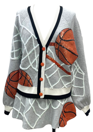 Queen of Sparkles Grey Basketball Net Cardigan