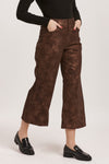 Dear John Audrey Super High Rise Brown Shimmer Vegan Leather Wide Leg Pants