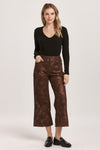 Dear John Audrey Super High Rise Brown Shimmer Vegan Leather Wide Leg Pants