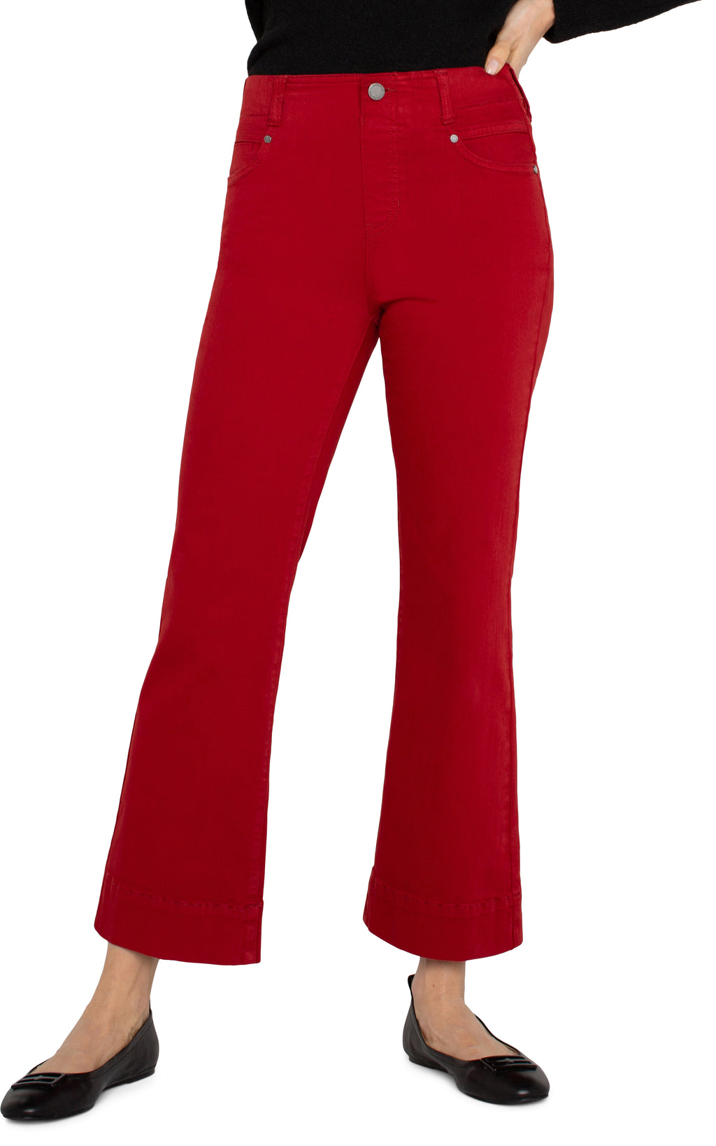 Liverpool Gia Pull On Cropped Flare in Carnelian Red