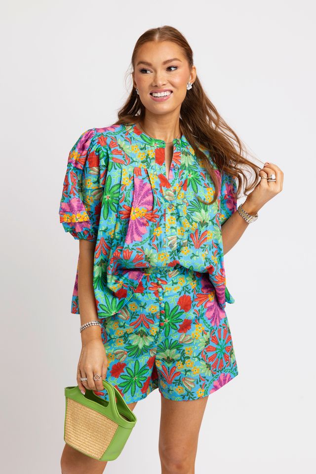 Karlie | Tropical Short w/ Button Detail (SHORTS ONLY) (1 LARGE)