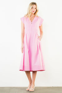THML | Pink Short SLv Zip Up Dress (1 XS)