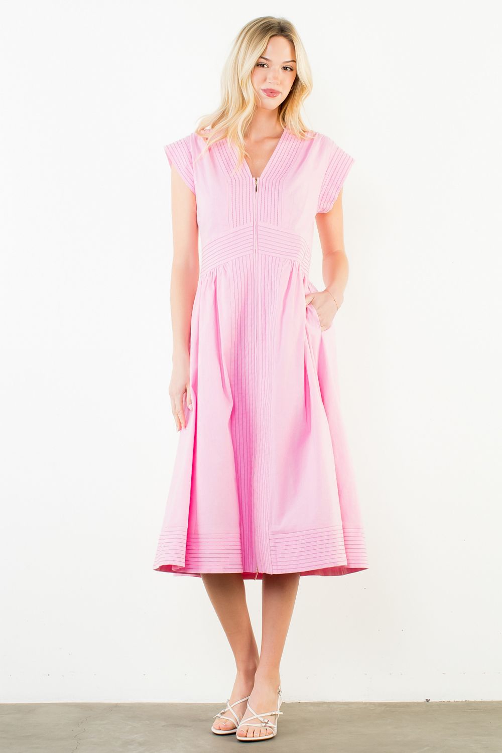 THML | Pink Short SLv Zip Up Dress (1 XS)