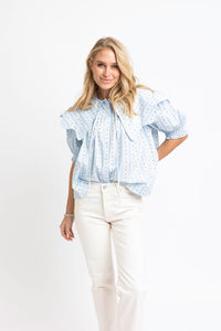 Karlie | Floral Stripe Collar Button Top