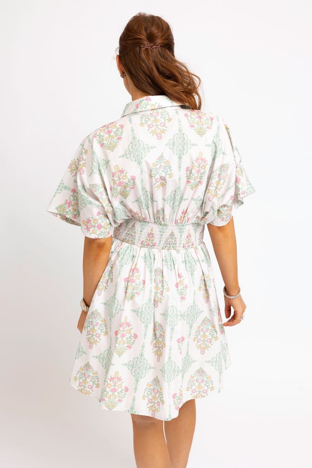 Karlie | Ivory Vintage Floral Button Shirt Dress