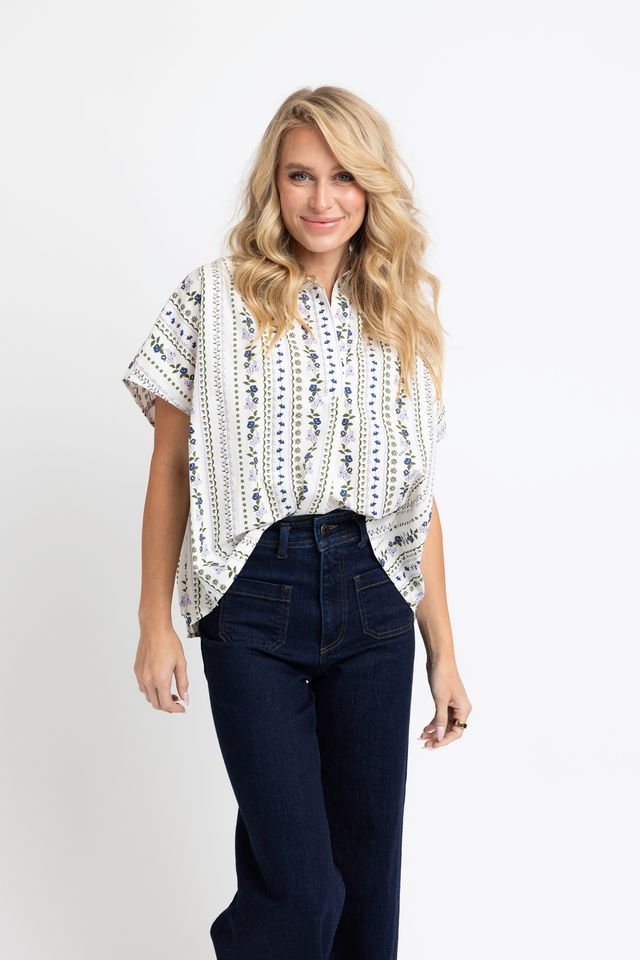 Karlie | French Floral Signature Vneck Collar Top